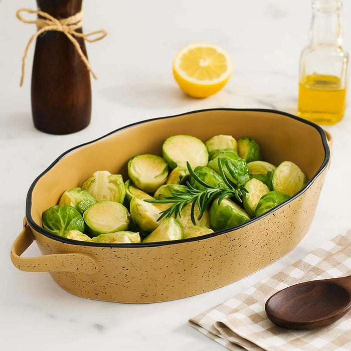 Haldor Speckled Stoneware Oval Baking Dish 41X26X8.3Cm -Brown Pan Home