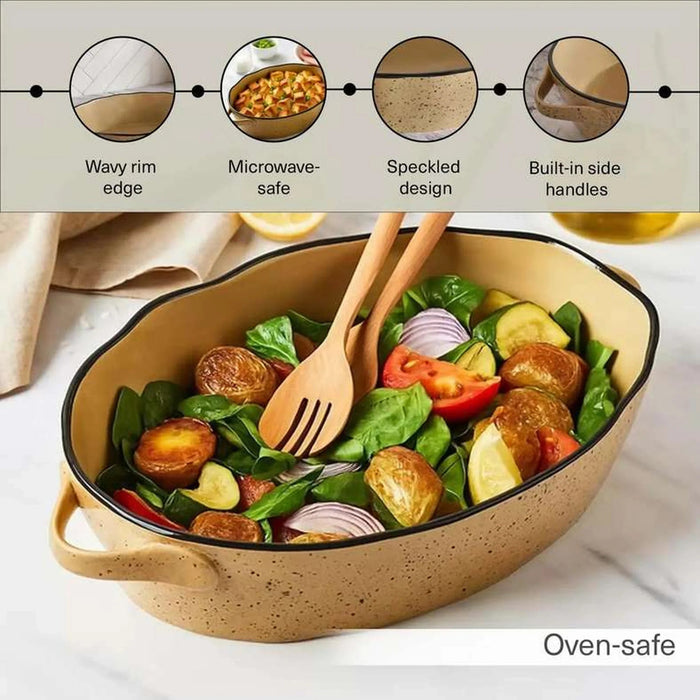 Haldor Speckled Stoneware Oval Baking Dish 41X26X8.3Cm -Brown Pan Home