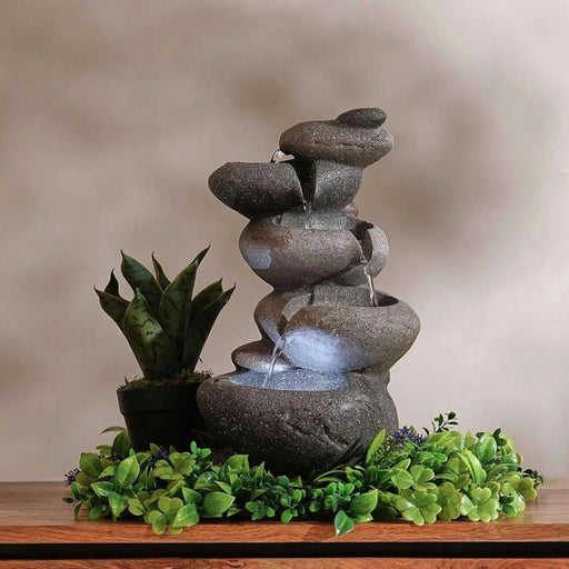 Haley Polyresin Table Fountain 21X17X35Cm - Grey Pan Home