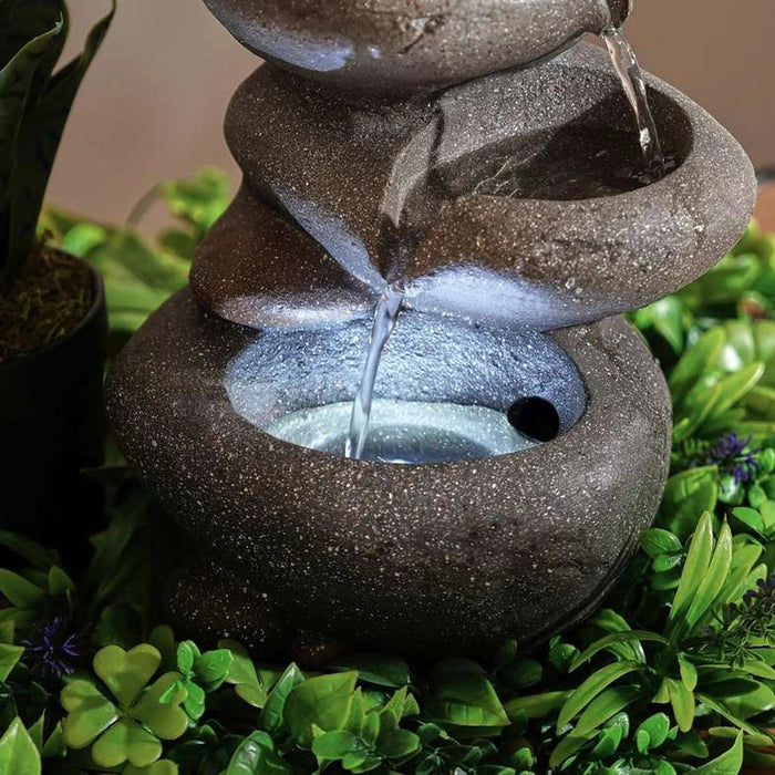 Haley Polyresin Table Fountain 21X17X35Cm - Grey Pan Home