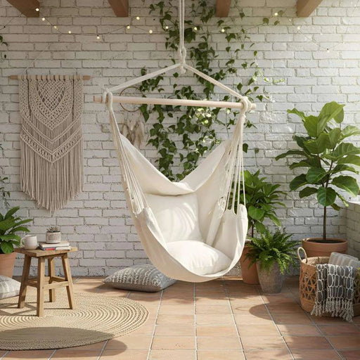 Hammock  Swing Chair With 2 Cushions 130X100Cm - Beige Pan Home