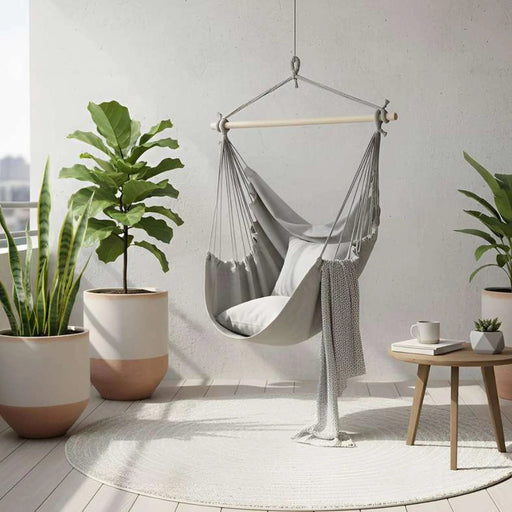 Hammock Swing Chair With 2 Cushions 130X100Cm - Grey Pan Home