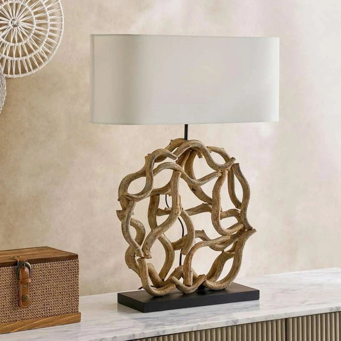 Hanma E27 Wooden Art Table Lamp 40X15X71Cm - Natural Pan Home