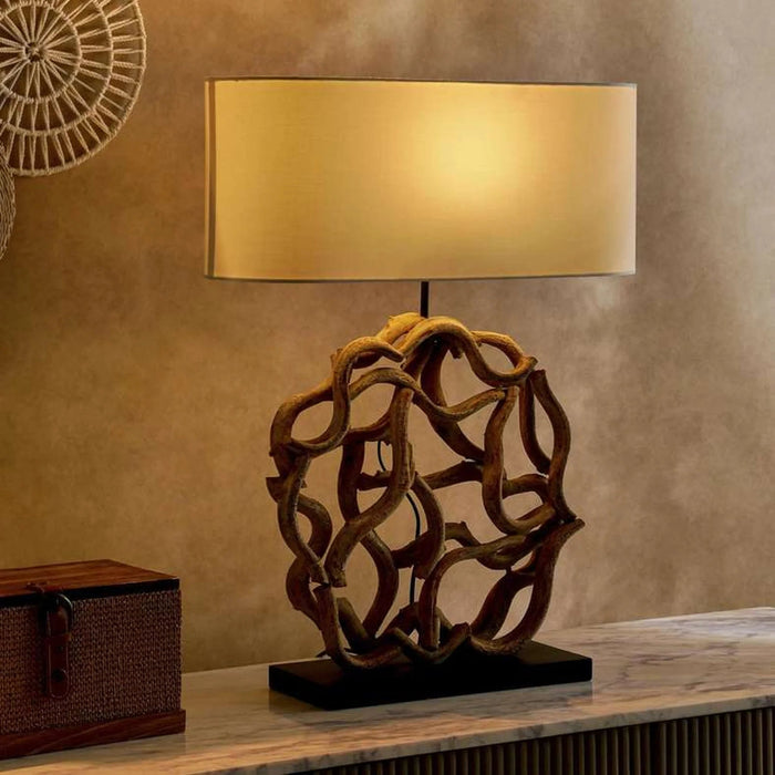 Hanma E27 Wooden Art Table Lamp 40X15X71Cm - Natural Pan Home