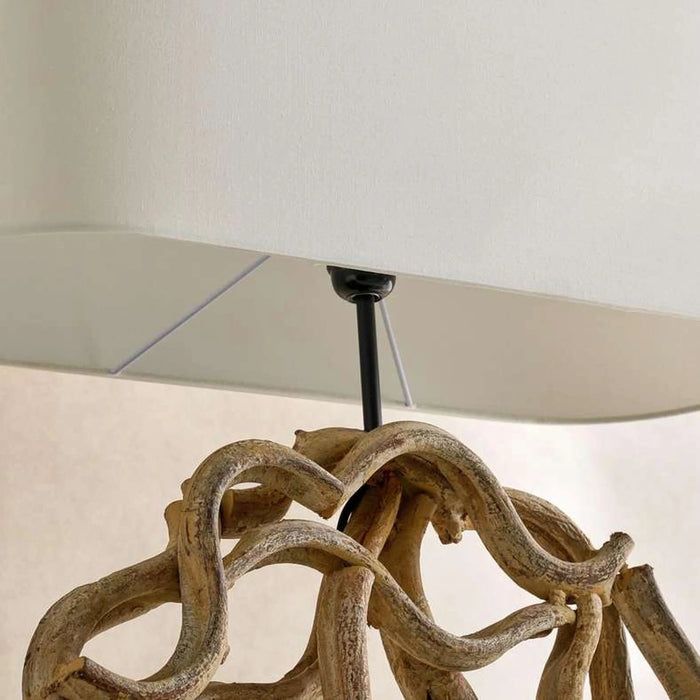 Hanma E27 Wooden Art Table Lamp 40X15X71Cm - Natural Pan Home