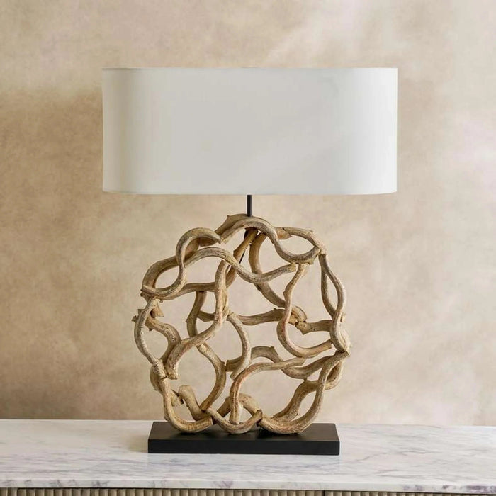 Hanma E27 Wooden Art Table Lamp 40X15X71Cm - Natural Pan Home