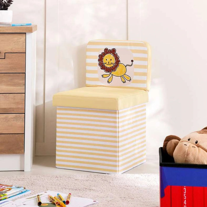 Happy Lion Foldable Storage Chair -38X38X63Cm-Yellow