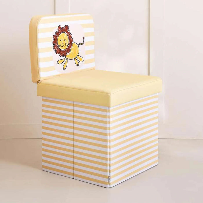 Happy Lion Foldable Storage Chair -38X38X63Cm-Yellow