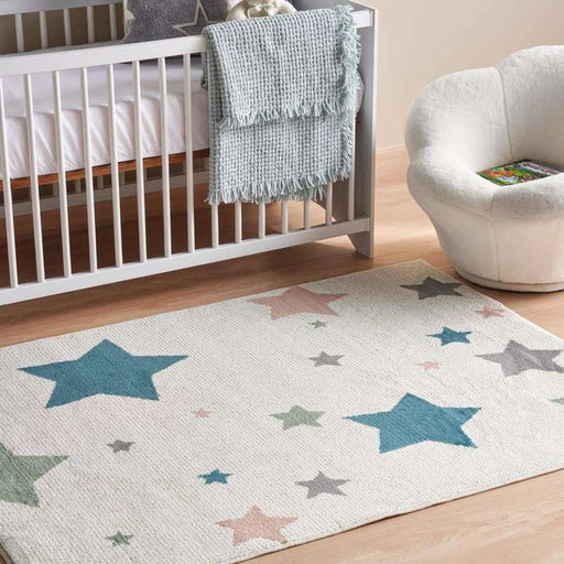 Happy Stars Microfiber Rug 120X160Cm -White & Grey Pan Home