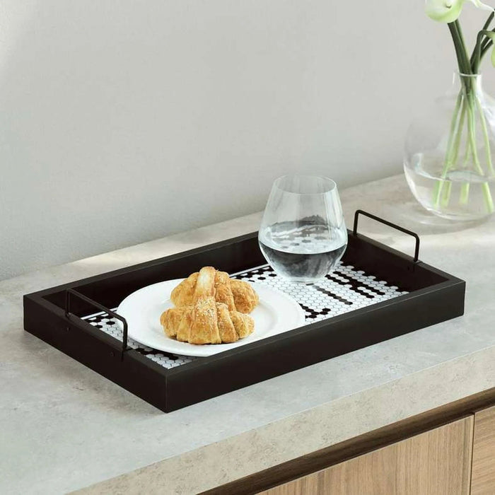 Harriet Wooden Serving Tray 41X25X7Cm - Black Pan Home