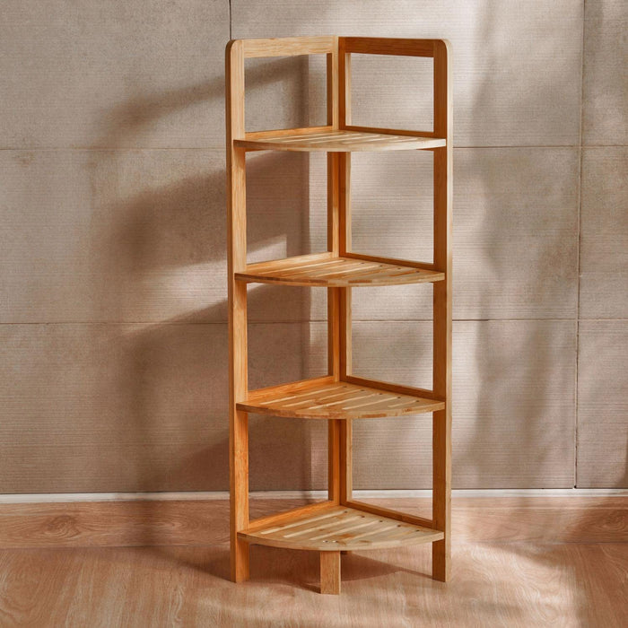 Harry 4 Tier Bamboo Corner Shelf 26X26X90Cm -Natural