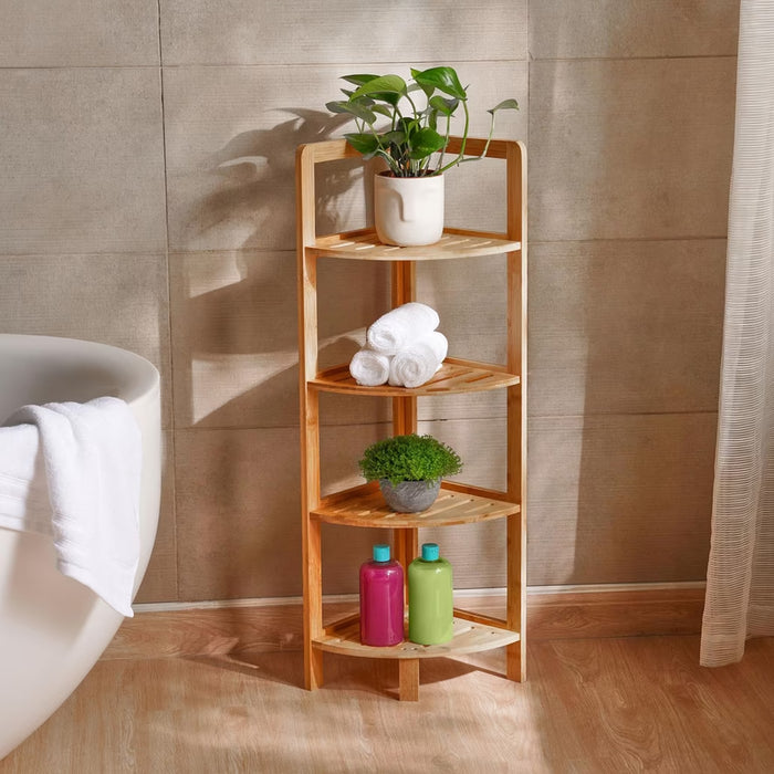 Harry 4 Tier Bamboo Corner Shelf 26X26X90Cm -Natural