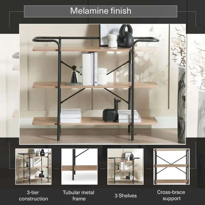Hart 3 Tier Book Shelf Melamine - Brown Black