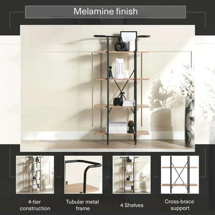 Hart 4 Tier Book Shelf Melamine - Brown Black