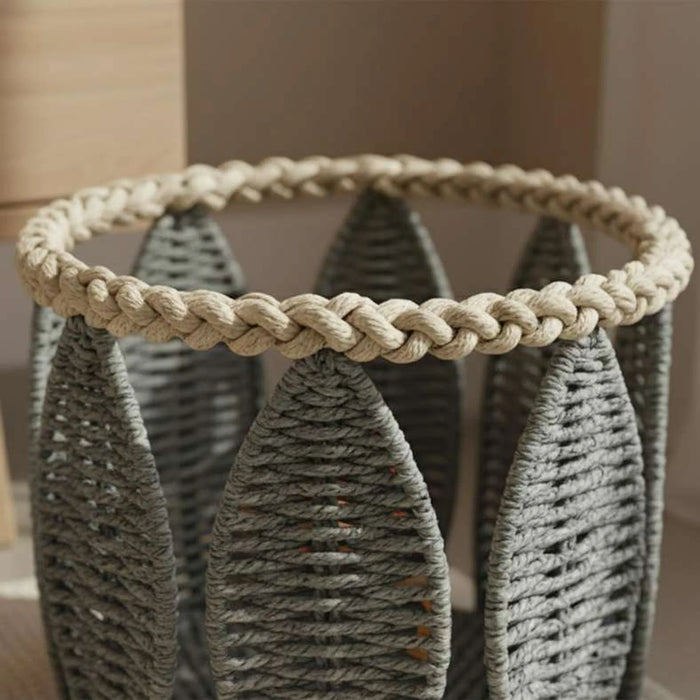 Havana Leaf Iron Frame Rope Basket 28X25Cm -Grey