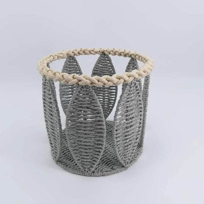 Havana Leaf Iron Frame Rope Basket 28X25Cm -Grey