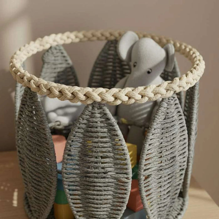 Havana Leaf Iron Frame Rope Basket 32X30Cm -Grey