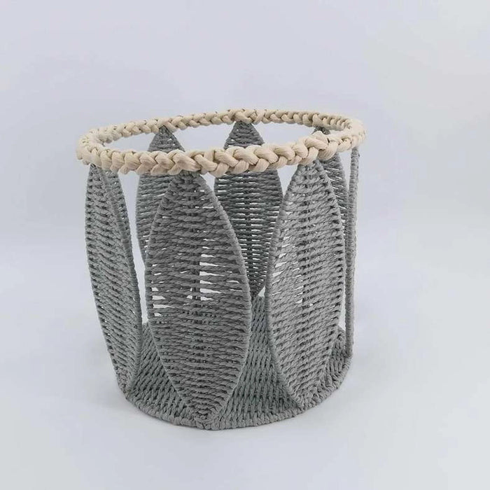 Havana Leaf Iron Frame Rope Basket 32X30Cm -Grey