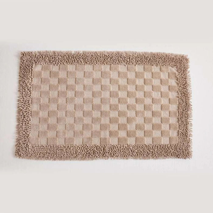 Havensoft Checkered Frame Turkish Cotton Bathmat 60X90 Cm-Beige Pan Home