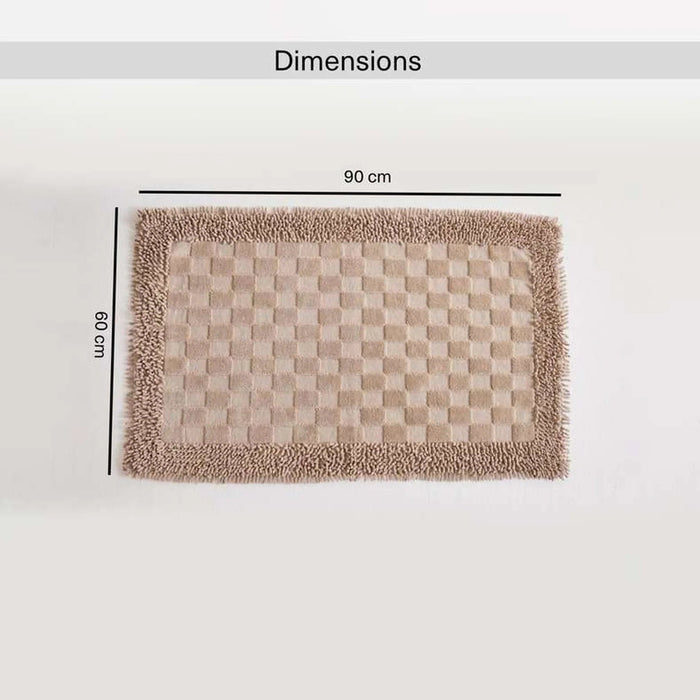 Havensoft Checkered Frame Turkish Cotton Bathmat 60X90 Cm-Beige Pan Home