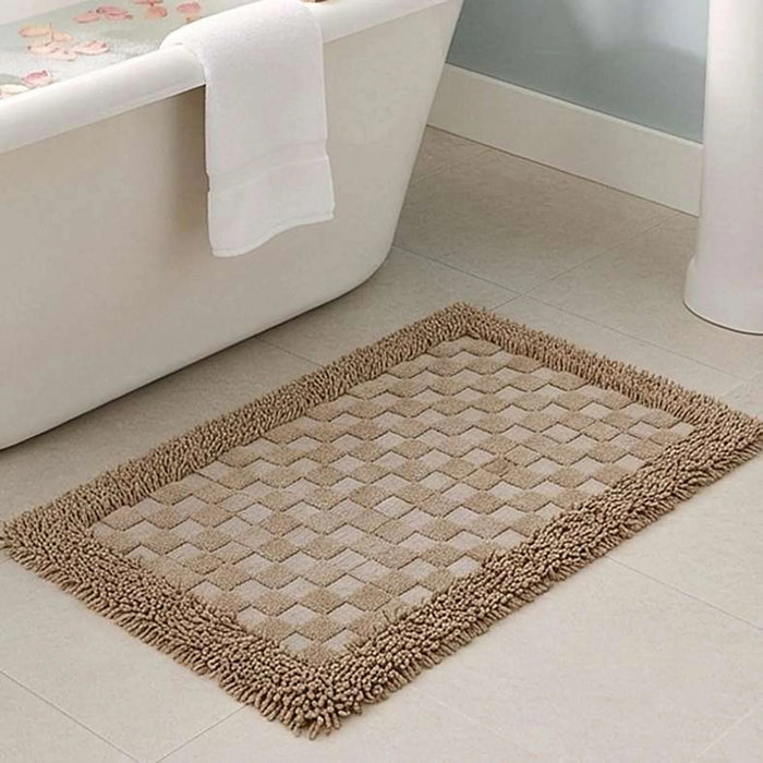 Havensoft Checkered Frame Turkish Cotton Bathmat 60X90 Cm - Blush Pan Home