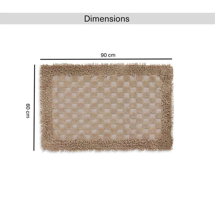 Havensoft Checkered Frame Turkish Cotton Bathmat 60X90 Cm - Blush Pan Home