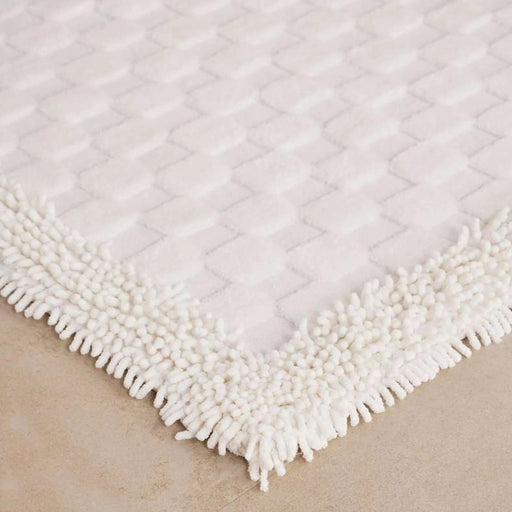 Havensoft Checkered Frame Turkish Cotton Bathmat 60X90 Cm-White Pan Home