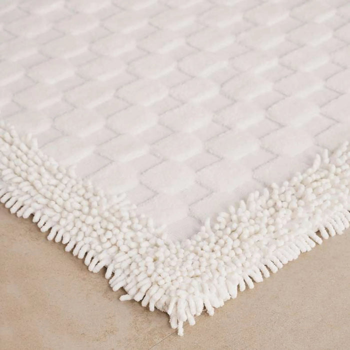 Havensoft Checkered Frame Turkish Cotton Bathmat 60X90 Cm-White