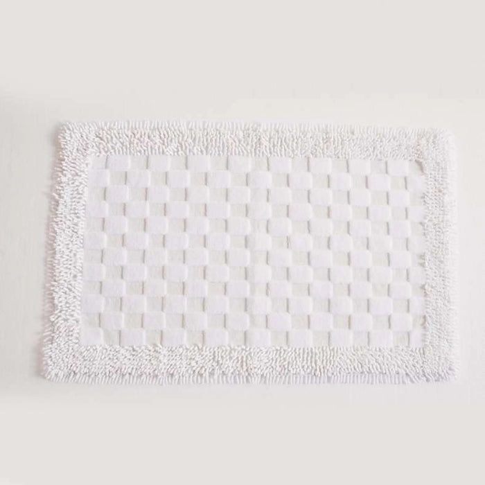 Havensoft Checkered Frame Turkish Cotton Bathmat 60X90 Cm-White