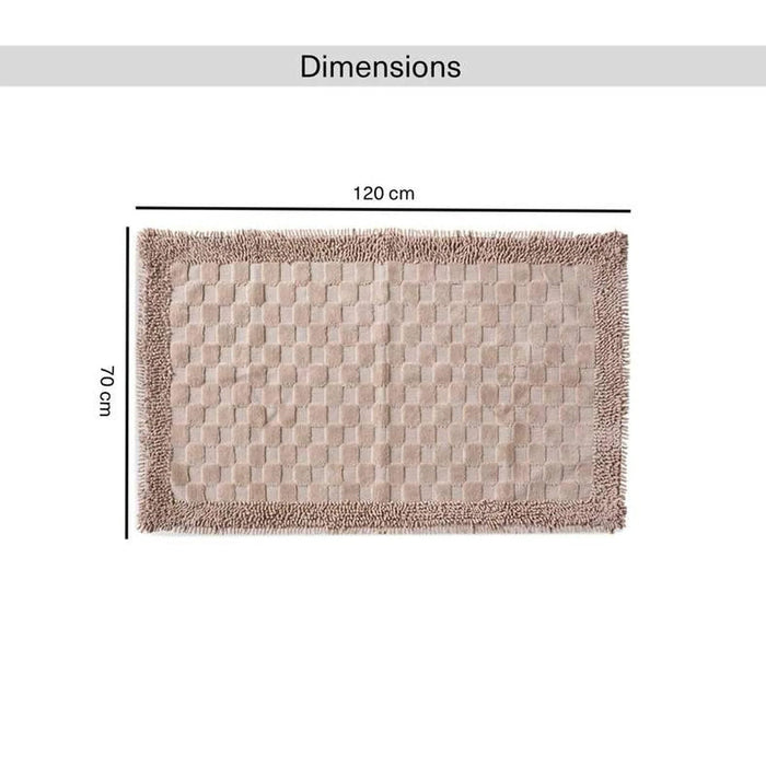 Havensoft Checkered Frame Turkish Cotton Bathmat 70X120 Cm-Beige Pan Home