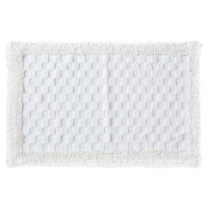 Havensoft Checkered Frame Turkish Cotton Bathmat 70X120 Cm-White Pan Home