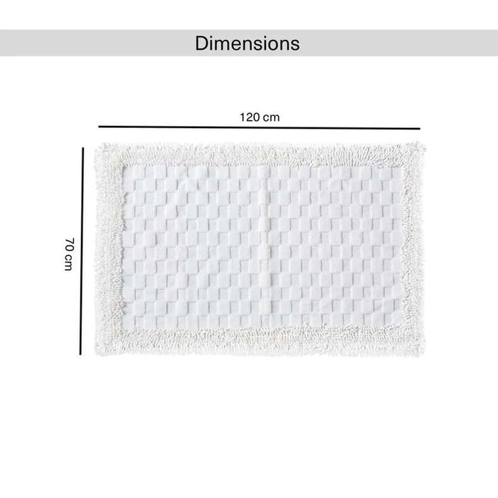 Havensoft Checkered Frame Turkish Cotton Bathmat 70X120 Cm-White Pan Home