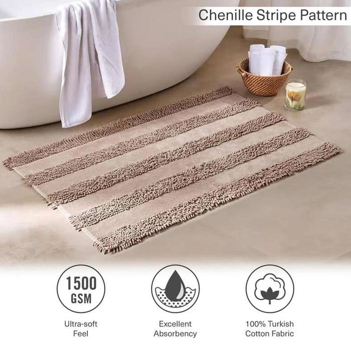 Havensoft Chennile Turkish Cotton Bathmat 70X120 Cm -Beige Pan Home