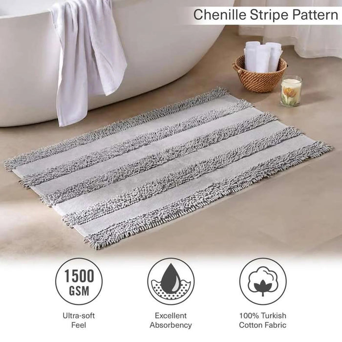 Havensoft Chennile Turkish Cotton Bathmat 70X120 Cm -Silver Pan Home