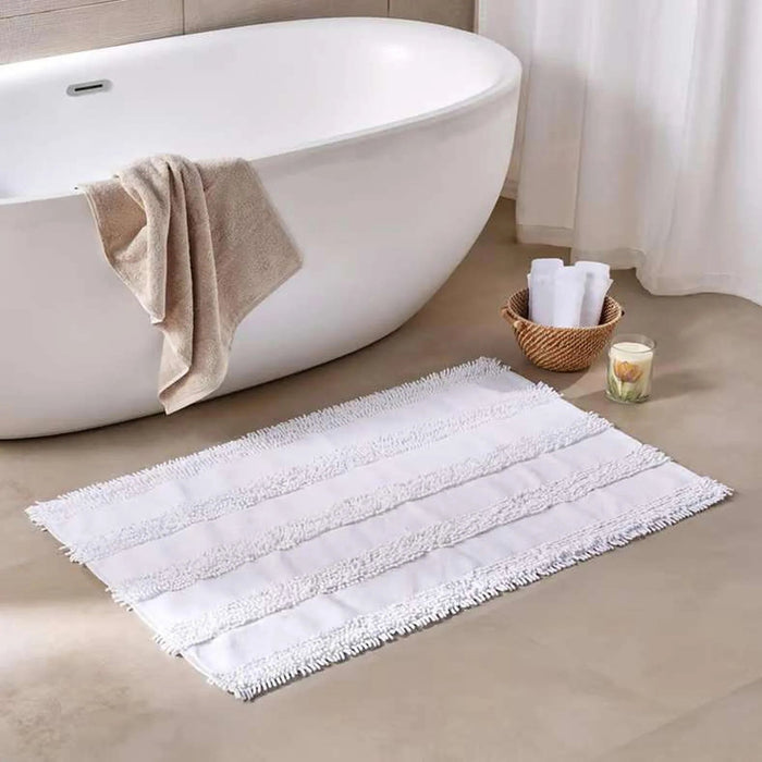 Havensoft Chennile Turkish Cotton Bathmat 70X120 Cm -White Pan Home