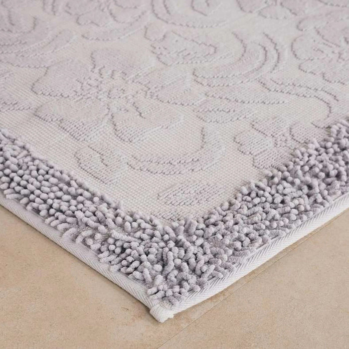 Havensoft Fleur Turkish Cotton Bath Mat 60X90 Cm-Silver Pan Home