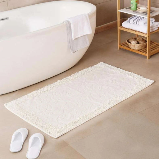 Havensoft Fleur Turkish Cotton Bath Mat 60X90 Cm-White Pan Home