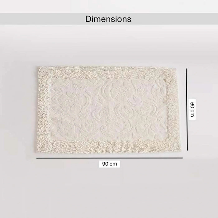 Havensoft Fleur Turkish Cotton Bath Mat 60X90 Cm-White Pan Home