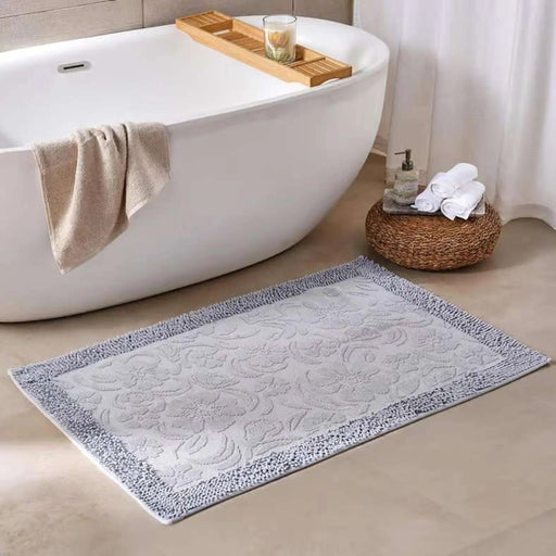 Havensoft Fleur Turkish Cotton Bath Mat 70X120 Cm-Silver Pan Home