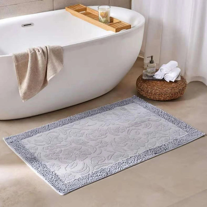Havensoft Fleur Turkish Cotton Bath Mat 70X120 Cm-Silver Pan Home