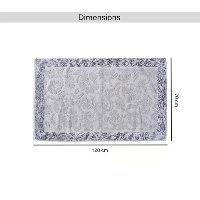 Havensoft Fleur Turkish Cotton Bath Mat 70X120 Cm-Silver Pan Home