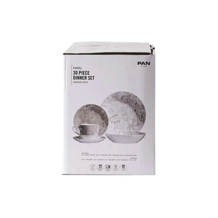 Hayal 30-Piece Porcelain Dinner Set -Grey