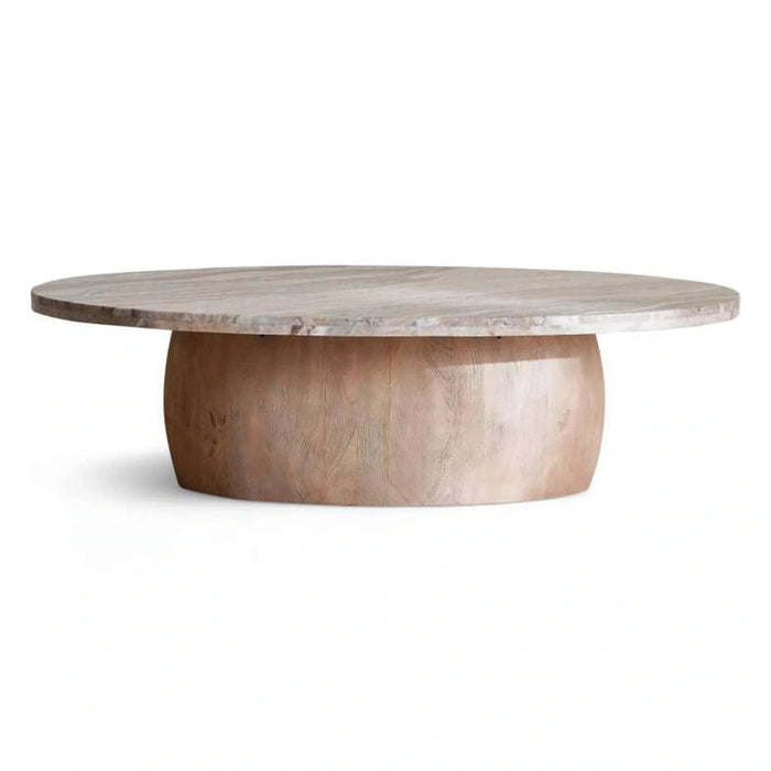 Hayden Coffee Table Marble Oval - Cream & Brown