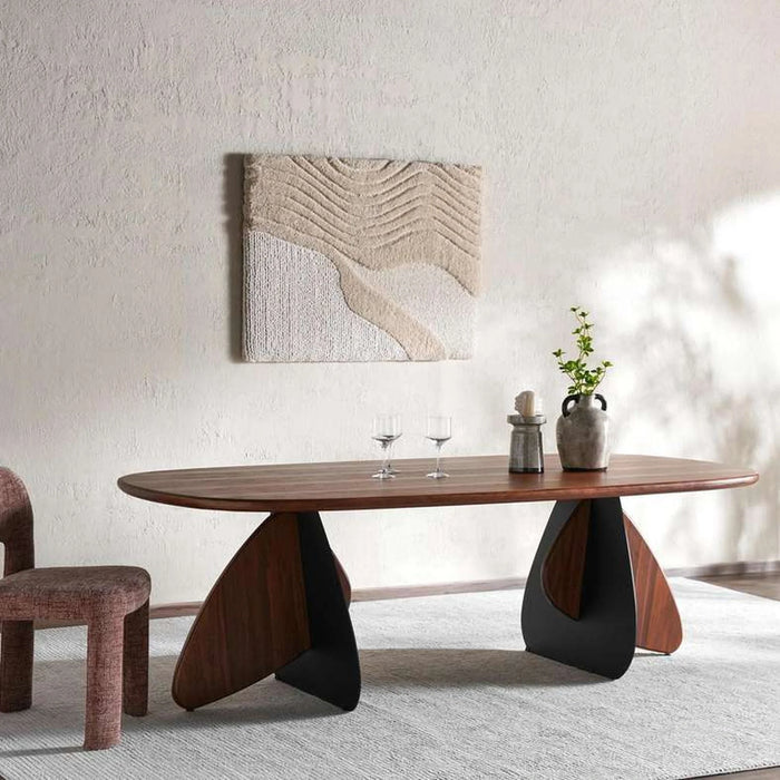 Hazen 8 Seater Dining Table Veneer - Walnut & Brown