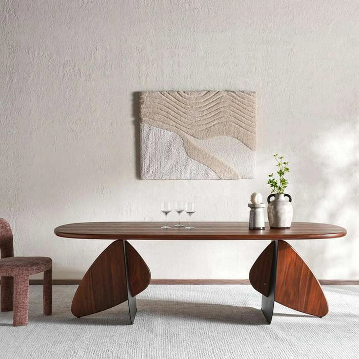 Hazen 8 Seater Dining Table Veneer - Walnut & Brown