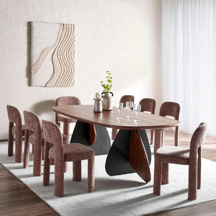 Hazen 8 Seater Dining Table Veneer - Walnut & Brown