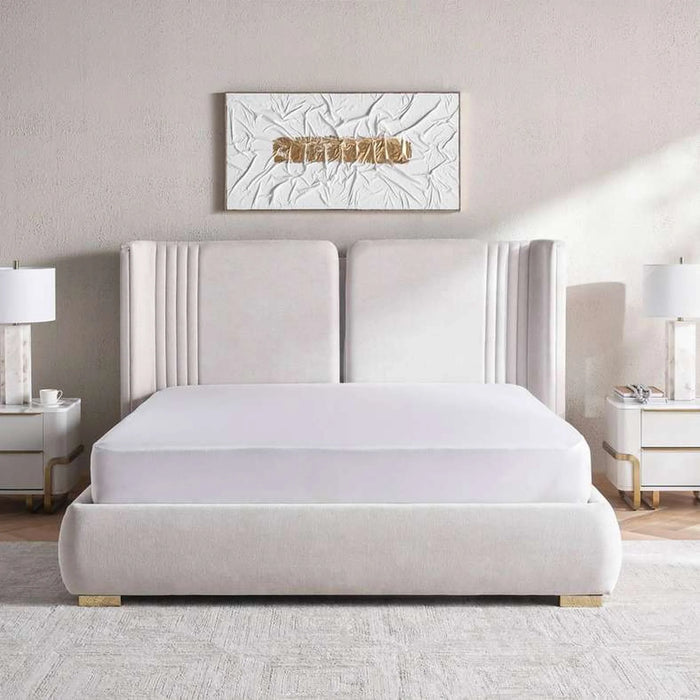 Heave King Bed 180X200 With Led Headboard - Ash White