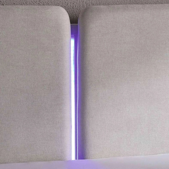 Heave King Bed 180X200 With Led Headboard - Ash White