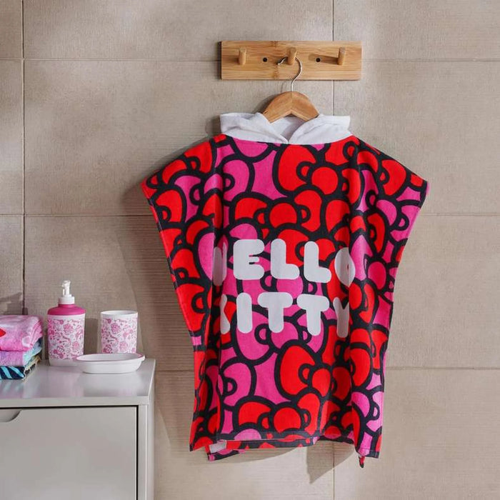 Hello Kitty Cotton Terry Poncho 60X120Cm-Red
