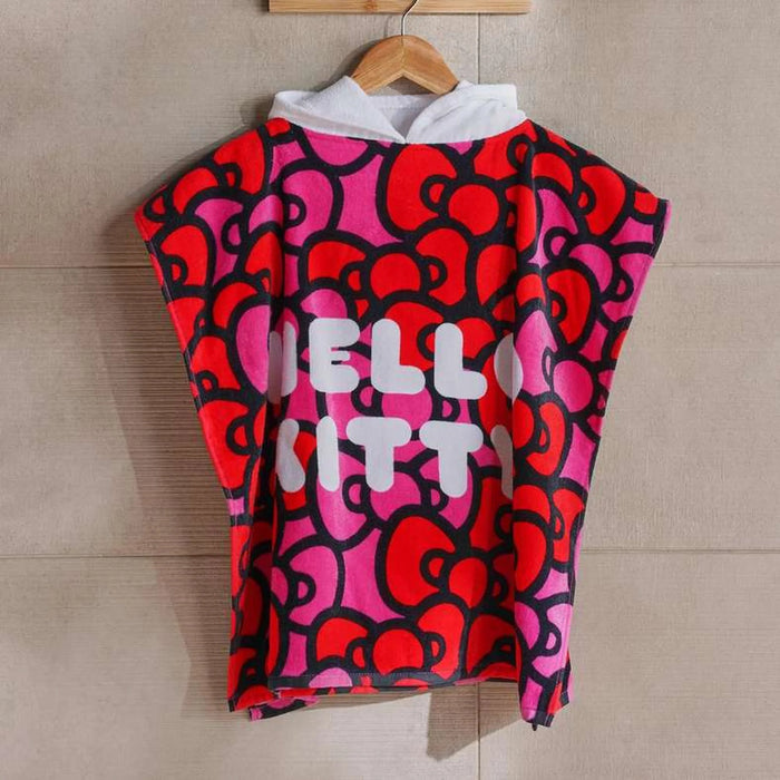 Hello Kitty Cotton Terry Poncho 60X120Cm-Red